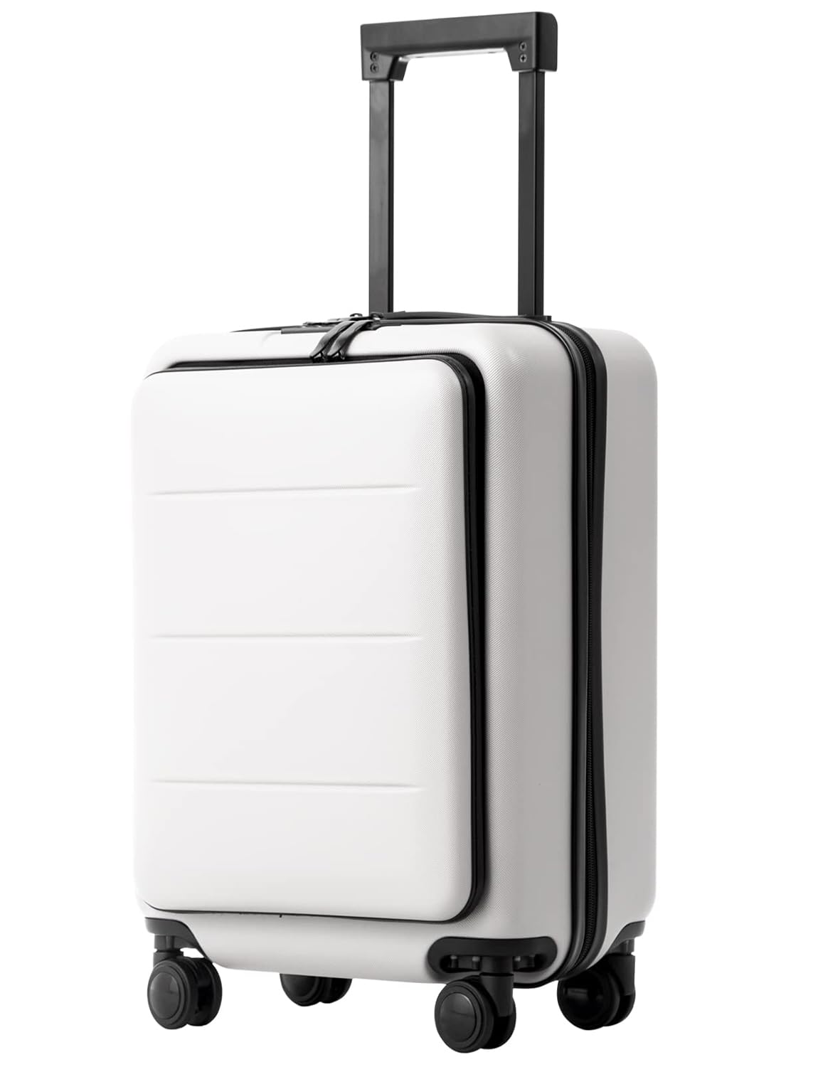 Coolife Carry-On Luggage, 20-inch Lightweight Hardshell, Airline-Certified ABS+PC, Pocket Compartment (White, 20-inch Carry-On)