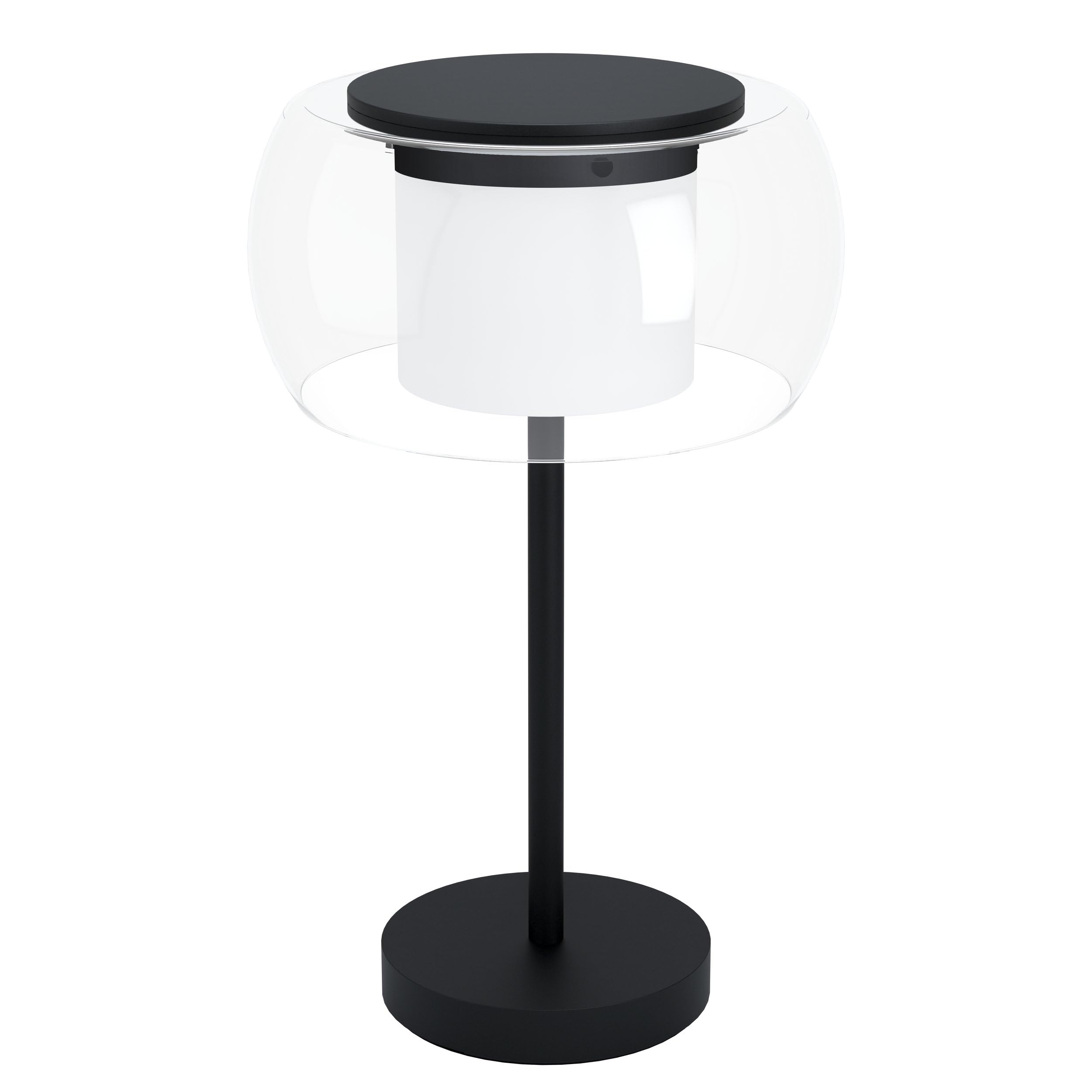 Eglo lampada a LED da tavolo Briaglia-c, illuminazione da comodino | dimmerabile per smart home in metallo nero, con sfera di vetro e cilindro interno satinato, lampada da soggiorno, RGB