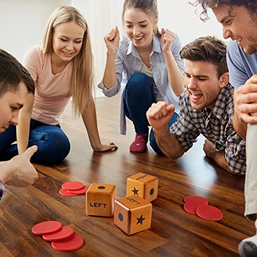 Crobyi Giant Right Center Left Dice Game With 24 Large Chips & Carry Bag. 3.5" Giant Wooden Outdoor & Lawn Dice Game For Family. #TOP5