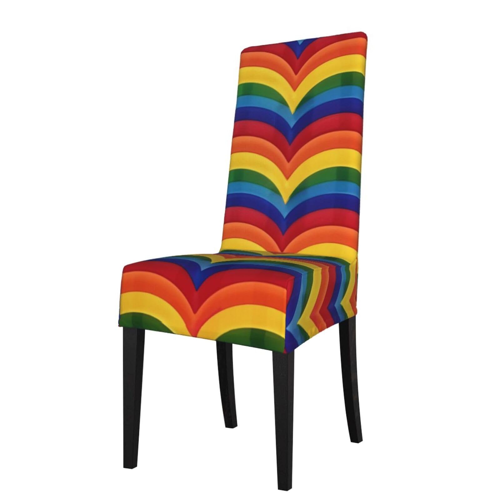 WPKJU Rainbow Pattern Print Dining Chair Covers Removable Chair Seat Covers Decorative for Kitchen & Bar Stools