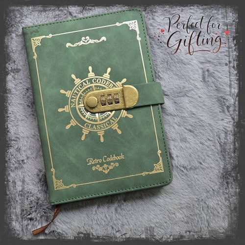 Image of STORE 2508 Vintage Finish Lock Diary with 3-Digit Metal Combination Lock | A5 Retro Codebook Journal | PU Leather Notebook with 230 Pages | Secret Password Diary for Writing Notes Gifts (Green Retro)