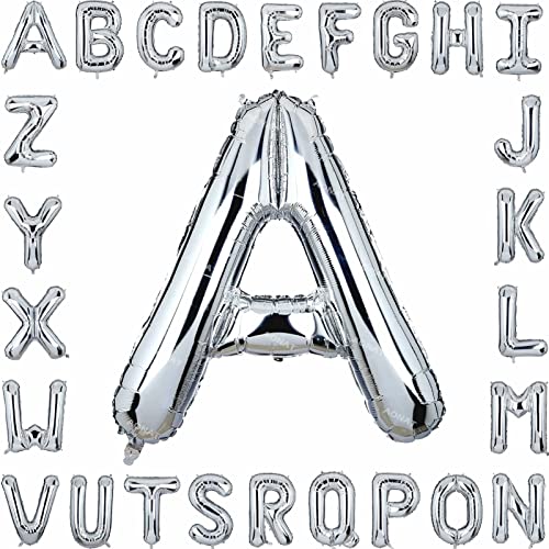 Folienballon Buchstaben 40Zoll Luftballon Silber Luftballons Alphabet Große Mylar Folie Helium Brief Luftballons Geburtstag Hochzeit Babyparty Silvester Dekoration Jubiläumsdekorationen (Buchstabe A)