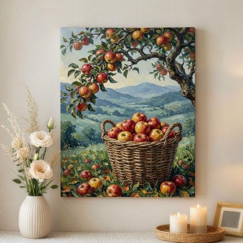Lienzo de árbol de otoño para decorar un salón rústico y acogedor