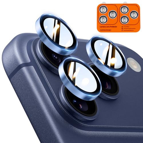 Image of TOCOL Camera Lens Protector for iPhone 17 Pro Max /iPhone 17 Pro Tempered Glass HD Individual Scratch Resistant Camera Cover Accessories Case Friendly 2 Pack(Light Blue)