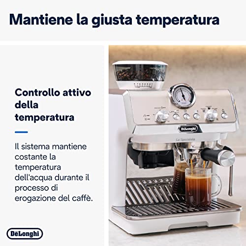 De'Longhi LA SPECIALISTA ARTE EC9155.W Macchina da caffè Manuale, 3 Ricette Preimpostate, Controllo Attivo della Temperatura, 8 Livelli di Macinazione, Lancia MyLatte Art, incluso KIT BARISTA, Bianco - immagine 5