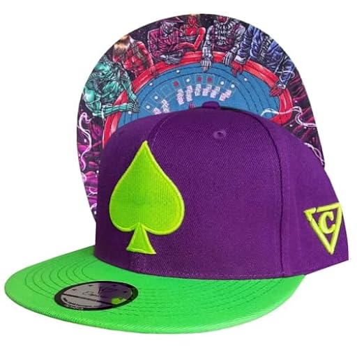 Capiche [99+ Designs] Gorra de Póker, Black Jack, Joker para Hombres, Trajes Morados y Verdes, Snapback, Visera Verde Lima, Jugador, Casino, Juegos Cartas | Ya disponible en tu tienda friki favorita! En mundofriki.es!