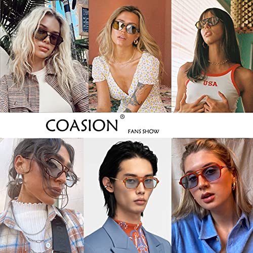 COASION Vintage 70s Flat Aviator Small Frame Sunglasses for Women Men Square Metal Design UV400 Protection Shades2