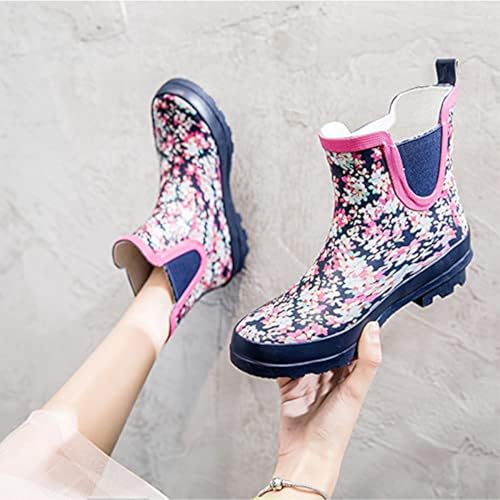 Image of SWIFTFROG Rain Boots for Women - Waterproof Ankle Garden Shoes Anti-Slipping Floral Printed Rainboots for Ladies Stylish Light Ankle Rain Shoes, Women's Rain Footwear