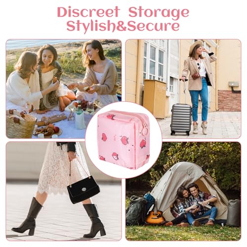 Image of 4Pcs Sanitary Napkin Storage Bag, Portable Period Bag for Teen Girls Woman, Pad Pouch Tampon for Purse, Reusable Zipper Period Pouches for Teen School Office Travel Feminine Care Organizer, Cute