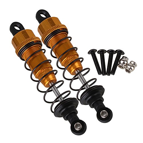 Mxfans 2個入れ イエロー 85x17mm アルミ合金 RCショックアブソーバー RC1:10オフロードカー用 F103004