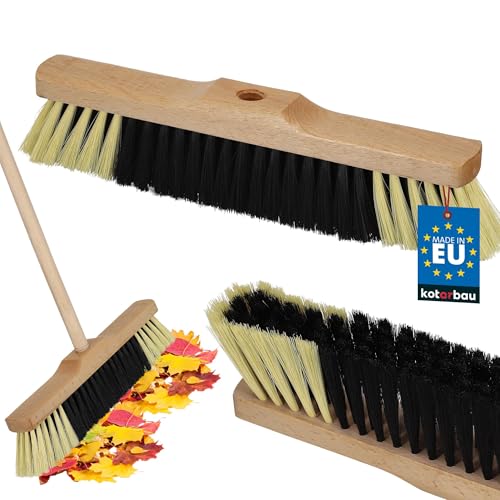 KOTARBAU® Balai Brosse - sans Manche - 35 cm - Marron - Balai Cantonnier - Brosse pour Terrasse Poils Durs - Bois de Hêtre & Nylon - Brun Noir Naturel
