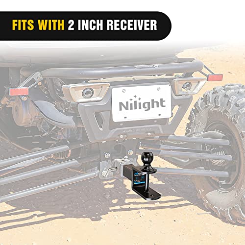 Image of Nilight 3 in 1 ATV UTV Multi Hitch Mount with 2 inch Ball Rated 2000 LBS Fits 2 Inch Receiver Winch Strap Loop Rated 5000 LBS