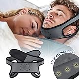 Anti Snoring Chin Strap - Breathable & Naturally Stop Snoring Device, Patent Design w/Promoting Blood Circulation Magnets, Adjustable Snore Reduction Belt for Men & Women to Improve REM Sleep (Grey)