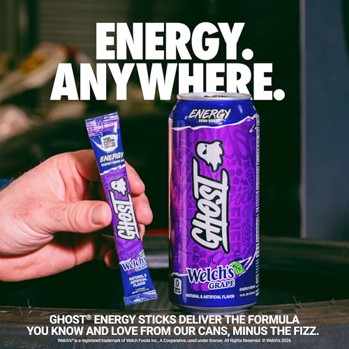 Image of GHOST Sugar-Free Energy Drink Packets, Welch's Grape, 24 Sticks
