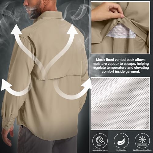 Men's Sun Protection Fishing Shirts Long Sleeve Safari Shirts UPF 50 UV Quick Dry Cooling Travel Work Shirts2