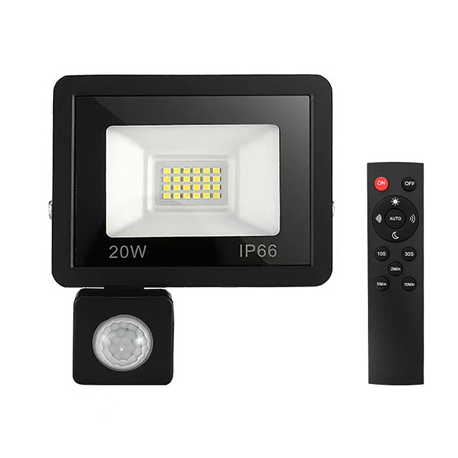 Yokqexz 10W Outdoor Flood Light With PIR Sensor - IP66 Waterproof Remote Operated Security Lighting 15M Detection Range(20W,White light)