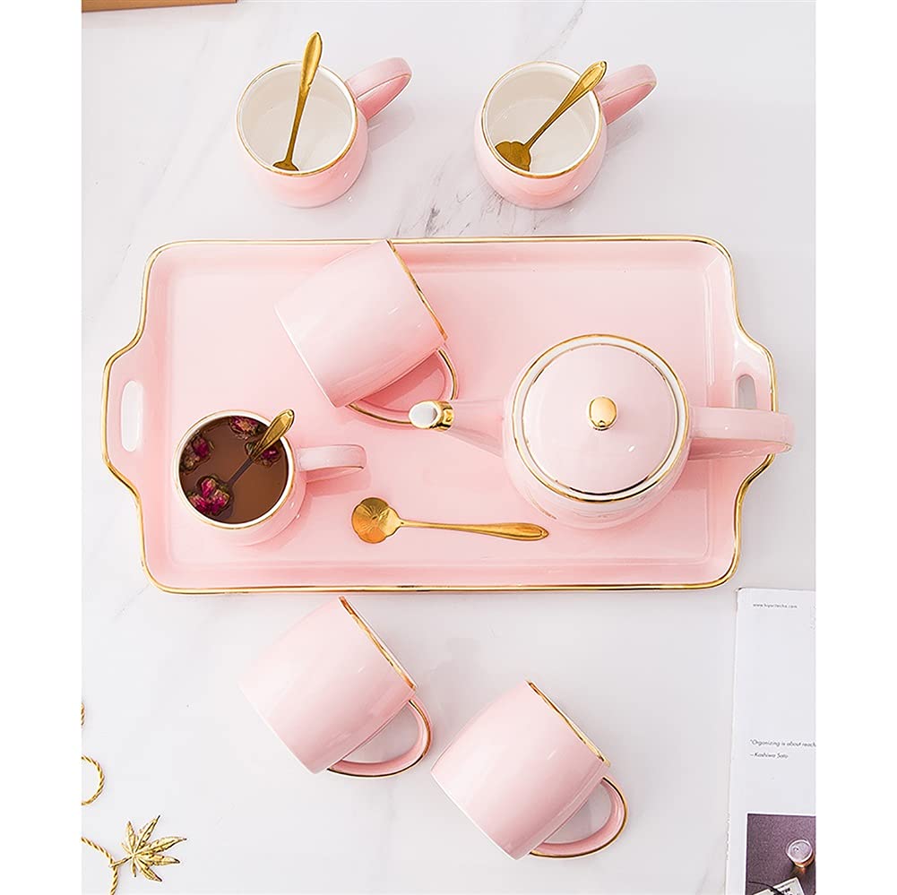 Set da tè, Tazza da Acqua di Lusso Leggera in Ceramica per Uso Domestico, teiera/Tazza da tè per Soggiorno, utilizzata per/Matrimonio/casa/Ufficio(Bianco