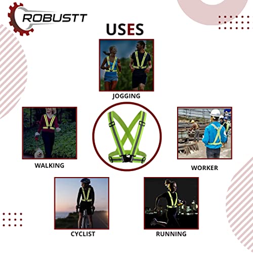 Image of Robustt High Visibility Protective Safety Reflective Vest Belt Jacket, Night Cycling Reflector Strips Cross Belt Stripes Adjustable Vest Safety Jacket