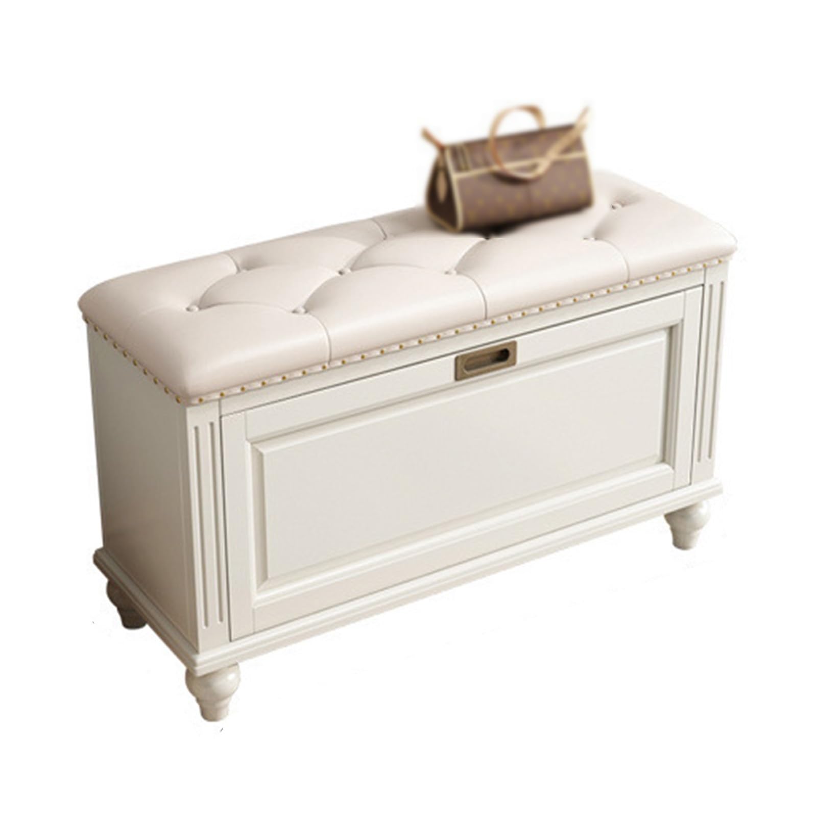 MYUYEE Shoe Bench Entryway- Rack Bench With Door, Entryway Shoe Storage Cabinet With Hidden Shoe Storage Shelf, Shoe Storage Bench For Entryway, Living Room, Bedroom, White(White-52 * 30 * 50Cm)