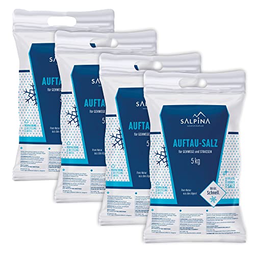 4 x SALPINA Auftausalz 5kg im Sack (20kg) | hochwirksames und schnellwirkendes Streusalz | zum Auftauen von Schnee und Eis | reinstes Siedesalz (99.6% NaCl) | 100% biologisch abbaubar Cover