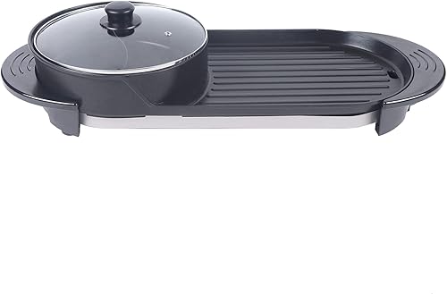 Miniatura 6 de TOOL1SHOoo Teppanyaki - Parrilla eléctrica para ollas calientes 2 en 1 antiadherente sin humo parrilla eléctrica sin humo de 1100 W parrilla