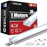 GEEKLUX Profilé Aluminium LED Rail avec Diffuseur Goulotte et Profile Alu pour Ruban LED Profilé en U pour Installation Facile Support LED (U form, 10×1 Meter)