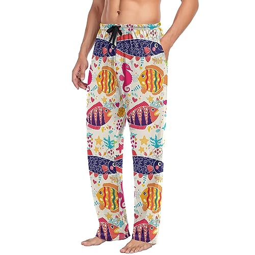 Men's Pajama Pants Straight Trouser Sleep Lounge Pants Sleepwear with Pockets4