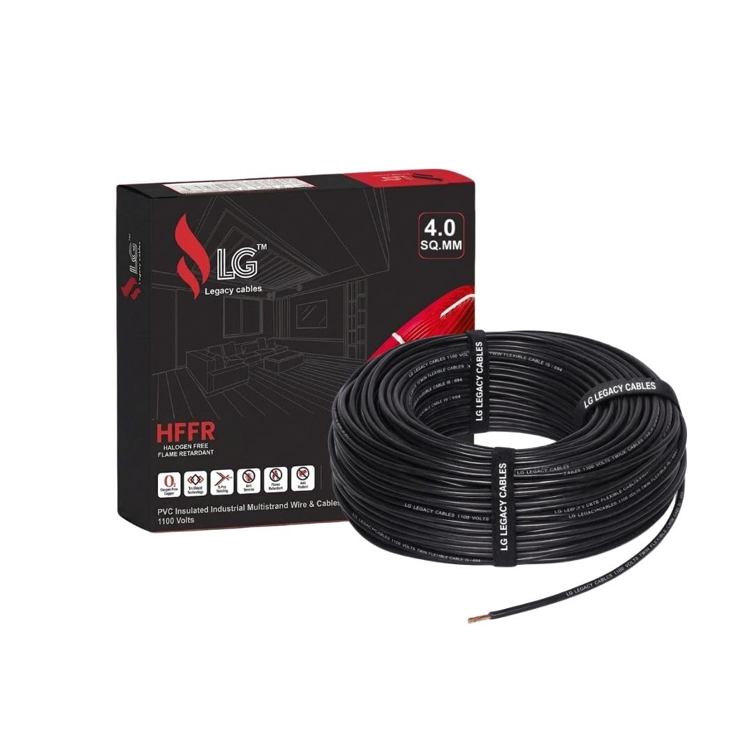 LG Legacy Cable 4mm | 90m | FR PVC Insulated pure Copper Wire | Single Core Multi-Strand House Wiring Cable (Black, 4mm)-image-42