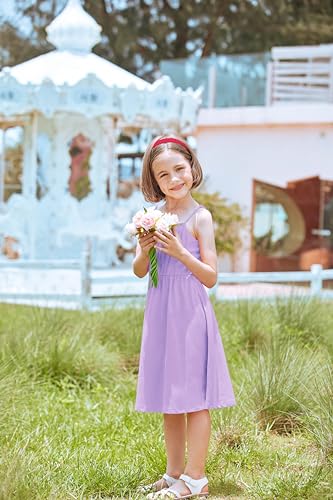 Arshiner Girl Summer Spaghetti Strap Casual Knee Length Cami Dresses for 4-12 Year3