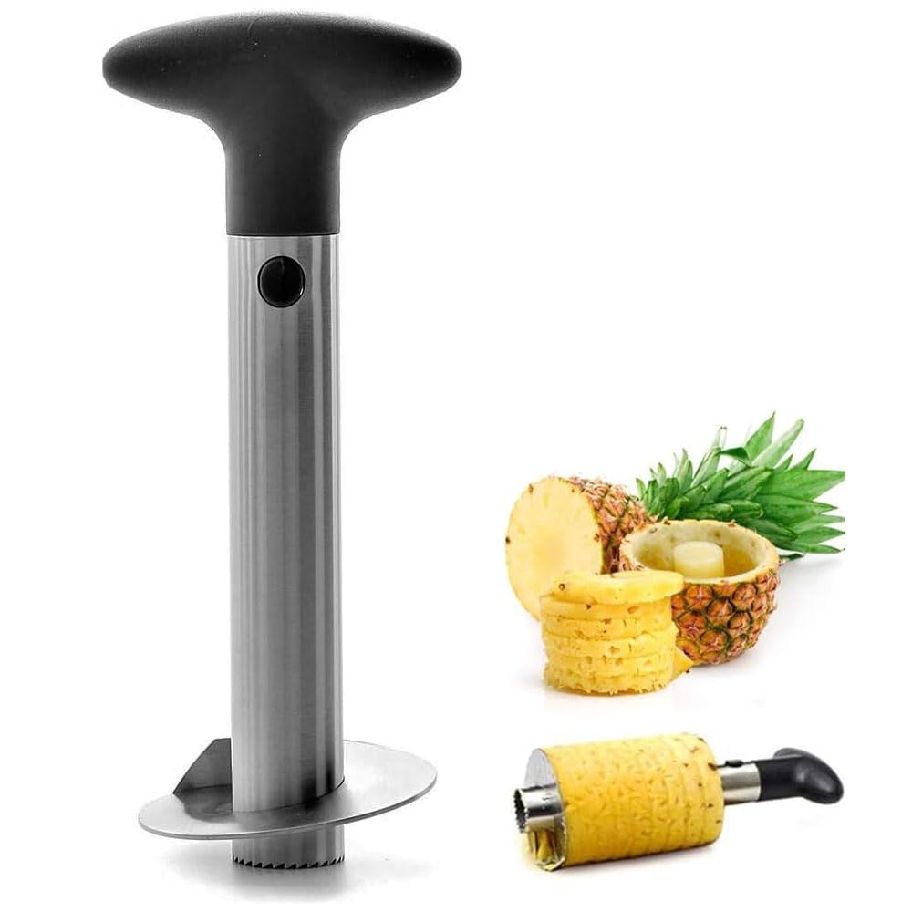 Stainless Steel Pineapple Cutter with Removable Handle | Pineapple Peeler Slicer for Core Removal