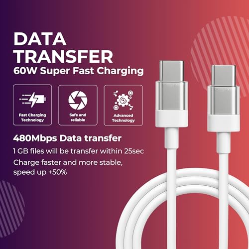 Image of AINE 45W USB-C to C Fast Charging Cable compatible with Nothing Phone 3A 3A Pro 2A Plus 2A CMF Phone 2 Pro CMF Bud Laptops & More |White | Original Charging Speed