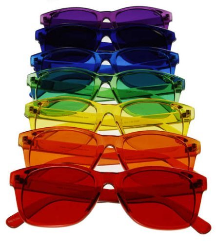 Classic Style Color Therapy Glasses, Colored Sunglasses Set of 7 Colors