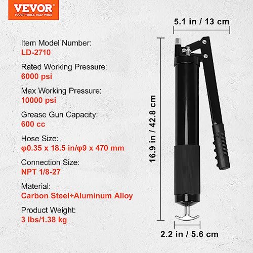 Vevor GRIPGGGUN18INUS Grease Gun, 10000 Psi Heavy Duty Pistol Grip Grease Gun thumb #6