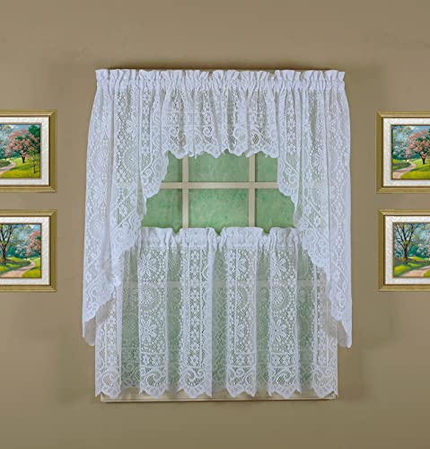 Today's Curtain Hopewell Premium Lace Swag 38", White, 58W x 38L, W 58" x L 38" (1 Panels) - Image 3