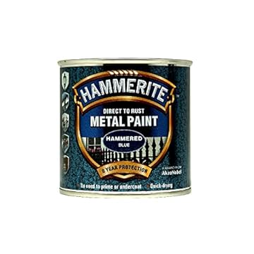 Hammerite 5092936 Direct to Rust Metal Paint - Hammered Blue Finish 250ML