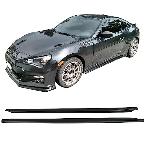IKON MOTORSPORTS, Side Skirts Compatible with 2013-2016 Scion FR-S/2013-2020 Subaru BRZ/2017-2020 Toyota 86, CS Style Unpainted Black PP Rocker Moulding Panel Bottom Line Lip Underboddy, 2014 2019