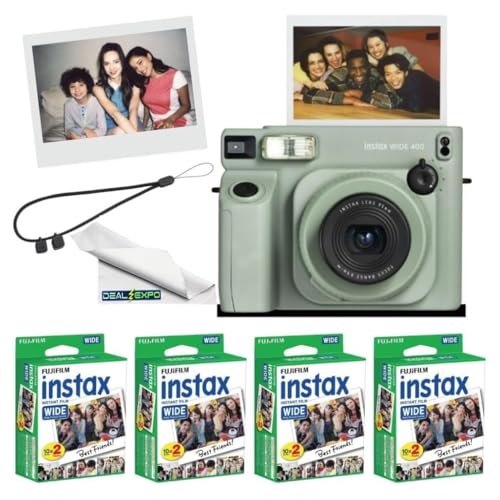 Image of FUJIFILM instax Wide 400 Instant Film Camera (Green + Extra Film (80 Sheets))