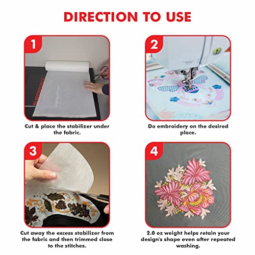 Superpunch Cutaway 2.0 Oz Stabilizer For Embroidery Machines - 15" X 25 Yards Roll, White Superstable Machine Embroidery Stabilizer Backing, Cut Away Embroidery Stabilizers, Made In Usa #TOP3