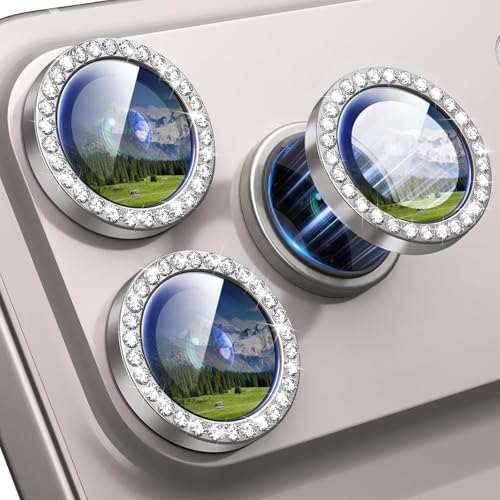 Image of for iPhone 17 Pro / 17 Pro Max Camera Lens Protector Bling, Individual Diamond Metal Ring with 9H Hardness, Scratch-Proof Camera Screen Protector, Stylish Accessories, Case Friendly (Gray)