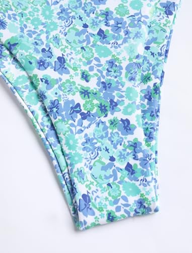 Image of ZAFUL Women's Bandeau Bikini O Ring Strapless Tie Back High Cut Two Piece Swimsuit Bathing Suits
