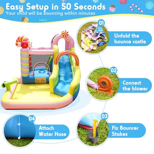 NBSPORT Inflatable Water Slide Bounce House for Kids, Candy Style, Blow up by NBSPORT - Image 4