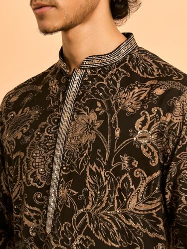 Image of DIWAS BY MANYAVAR Men's Printed & Golden Sequined Festive Kurta (1pc)