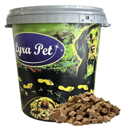 Lyra Pet 1 kg (5x200g) Entenleberwürfel gefriergetrocknet in 30 L Tonne | Snack von Ente für Hunde & Katzen | Getreidefreies & nährstoffreiches Leckerli | Futter auch für Kitten, Welpen & Senioren