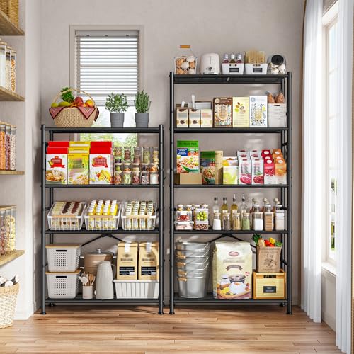 Image of 5-Storage Shelves Wire Shelving with Hooks, Metal Shelving Units Shelf Organizer, Wobble-Free Storage Rack with Adjustable Leveling Feet for Kitchen Pantry Laundry Bathroom Dorm,12 inchD x 30 inchW x 72 inchH