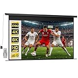 Pantalla de videoproyector HOMCOM de 120 pulgadas, pantalla de proyección motorizada y eléctrica 16:9 4K HD, pantalla de proyección de TV y cine en casa, montaje en pared o techo, panel de control y