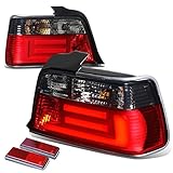 Auto Dynasty Tail Lights Assembly Compatible with 1992-1998 BMW E36 320 323 325 M3, 3D LED Rear Brake Lights Driver and Passenger Side, Smoked Red Lens