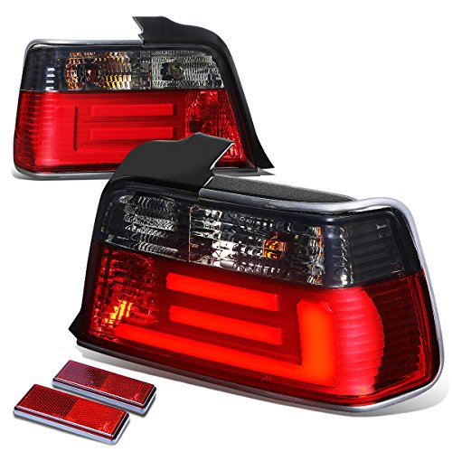Auto Dynasty Tail Lights Assembly Compatible with 1992-1998 BMW E36 320 323 325 M3, 3D LED Rear Brake Lights Driver and Passenger Side, Smoked Red Lens
