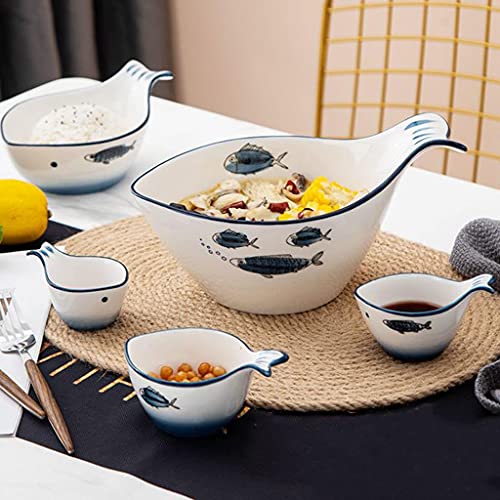 Snack Dish Tray & Dip Bowls 5.41Oz Sauce Dish Fish Shape Dip Bowl Set Ceramic Soy Sauce With Handle Sushi Dipping Bowls Ketchup Salad Appetizer Plates Serving Dishes Bowls Small Bowls (Size Seasoning #TOP4