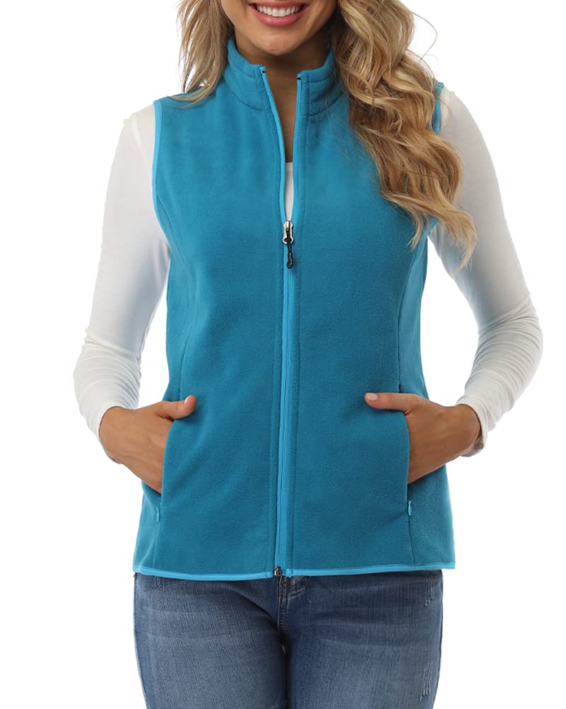 fuinloth Gilet in pile da donna,Termico Senza Maniche Elegante Collare Eretto con Zip e Tasca