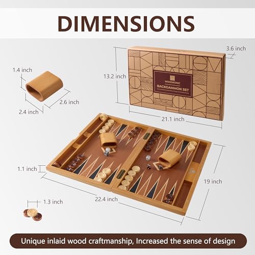 Set de Backgammon de Madera Clásico de 19 Pulgadas miniatura 2
